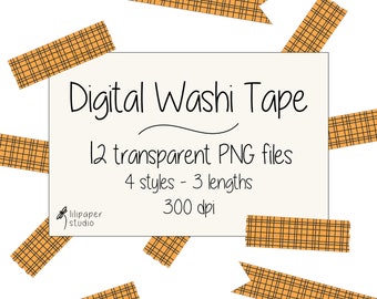 Halloween orange crosshatch washi tape cliparts | halloween digital washi tape | 12 transparent png files | commercial use