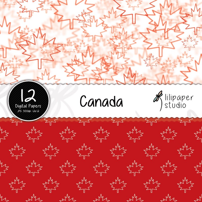 Canada Day Digital Papers Red Canada Day Scrapbook Papers 12 Etsy