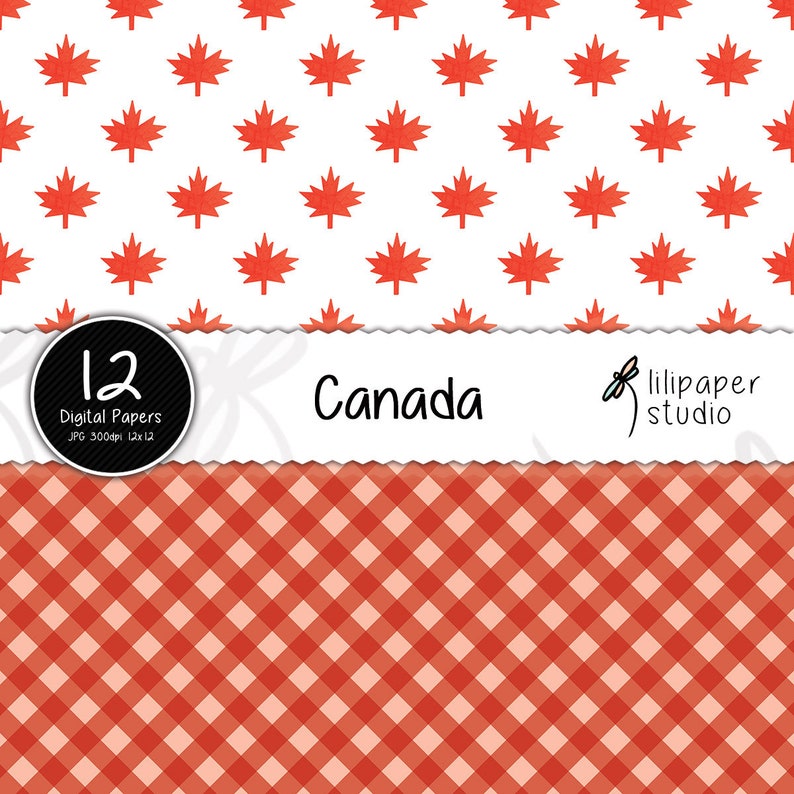 Canada Day Digital Papers Red Canada Day Scrapbook Papers 12 Etsy