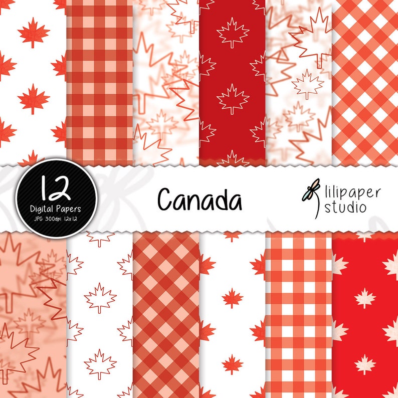 Canada Day Digital Papers Red Canada Day Scrapbook Papers 12 Etsy