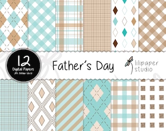 Father's Day Digital Paper: 12x12 Scrapbook Backgrounds (Digital Download)
