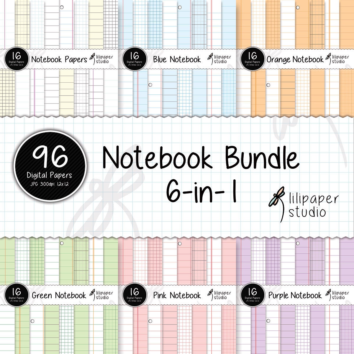 Big Notebook Digital Papers Bundle Sheets & Diary Pages Etsy