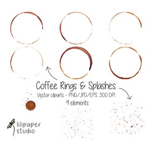 Coffee Stains Cliparts | 9 Coffee Spots And Splatters PNG Files | Digital Stickers Compatible With GoodNotes & Sublimation | Commercial Use
