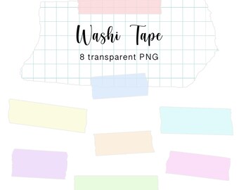 Pastel Washi Tape Clipart: Pegatinas digitales para GoodNotes (archivos PNG)