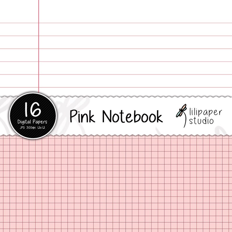 Pink Notebook Digital Papers Pink Sheets Diary Pages Etsy UK
