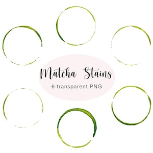 Clipart di macchie di Matcha Latte: 6 adesivi digitali PNG (uso commerciale)