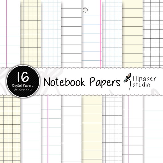 Notebook pages digital papers diary pages scrapbook papers Etsy
