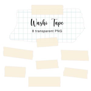 Clipart di nastro washi: adesivi PNG con bordo naturale strappato (download digitale)