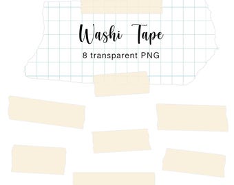 Washi Tape Clipart: Naturliga PNG-klistermärken med trasiga kanter (digital nedladdning)