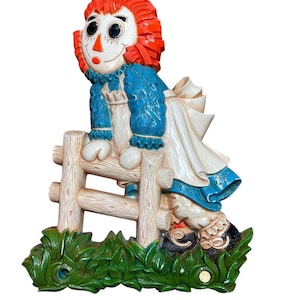 Vintage RAGGEDY ANN Kunststoff Wandbehang - Bobbs-Merrill Company 1977 BoxEB