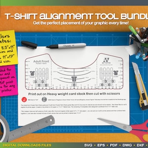 T-shirt Alignment Tool Printable PDF Printable SVG Bundle Vinyl Placement guide | Centering tool template  - Print Then Cut - Digital File