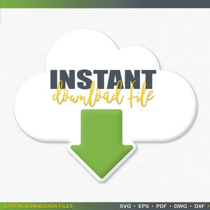 May include: A white cloud with a black text overlay that says "INSTANT download file" and a green downward arrow.
