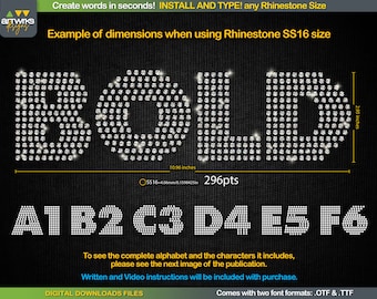 RHINESTONE TTF Alphabet Rhinestone - Modern font Crystal Hot Fix Typeable bling letters Ttf - Fonts for Cricut and Silhouette Cameo