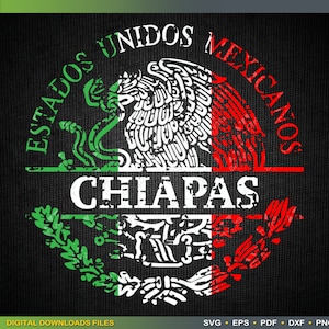 Distressed Escudo nacional Aguila Mexicana Tricolor Chiapas Split Monogram SVG file Mexico SVG by ArtWorks Designs