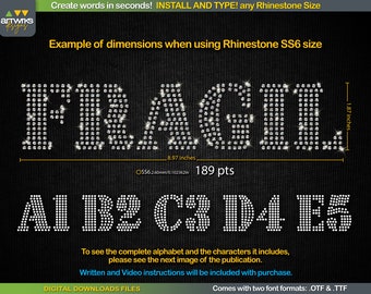 RHINESTONE TTF FONT Typeable Rhinestone - Crystal Hot Fix Rhinestone Stencil Bling Letters TTf - Silhouette Studio and Cricut Fonts