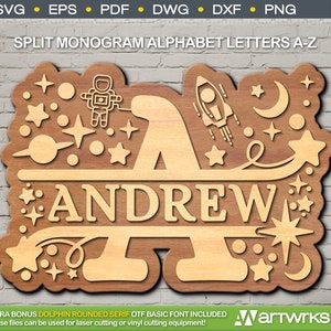 Split monogram SVG Alphabet SVG laser cut files | Monogram svg by Artworks SVG