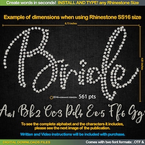 TYPEABLE RHINESTONE TTF Font - Digital template fancy script font bling letters Ttf - Fonts for Cricut and Silhouette Cameo