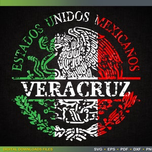 Distressed Aguila Mexicana Escudo nacional Veracruz Tri-color Split monogram SVG file Distress Mexico SVG by ArtWorks Designs