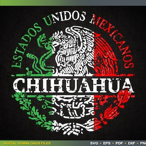 Distressed Escudo Nacional Mexican states Tricolor Chihuahua Split Monogram SVG file Mexico SVG by ArtWorks Designs