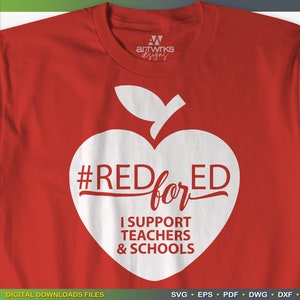 RED for ED | Protest shirt designs heart SvG for teacher gifts  | SVG files for Cricut & Silhouette Cameo among others by ArtWorks Designs