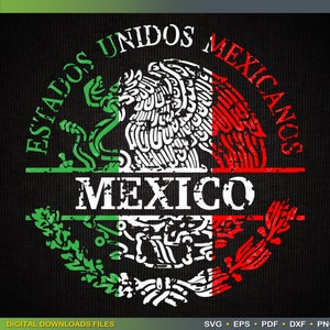 Distressed Mexico Coat Of Arms Escudo nacional Tricolor Mexico Split monogram SVG file Mexico SVG by ArtWorks Designs
