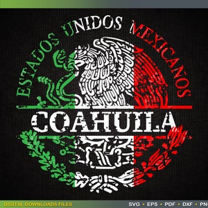Distressed Estados Mexicanos Escudo nacional Tricolor Coahuila Split Monogram SVG file Mexico SVG by ArtWorks Designs