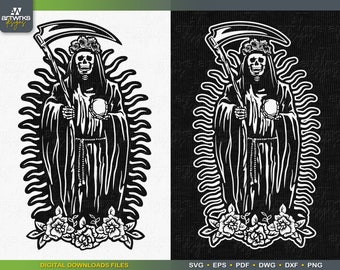 SANTA MUERTE SVG | Holy Death Grim Reaper La Santisima Muerte Religious SvG file for Cricut La flaca lady of death by ArtWorks Designs