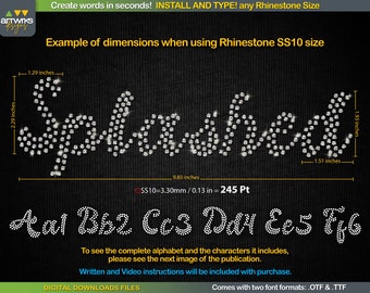 Rhinestone template RS08-Splashed Script for cricut silhouette and more by ArtWorks Designs