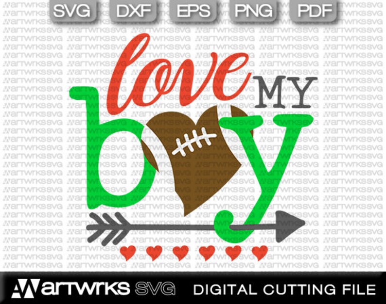 Football Heart Svg Football Love Svg Love My Boy Svg Etsy