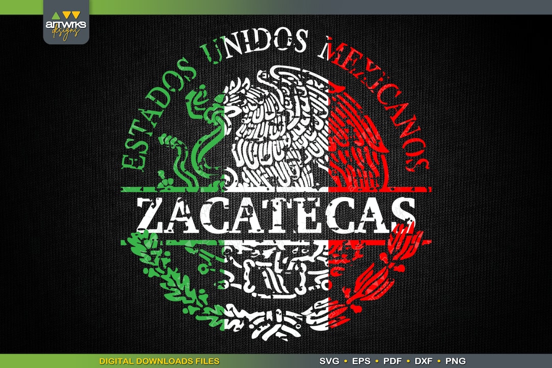 Distressed Estados Mexicanos Escudo Nacional Tricolor Zacatecas Split