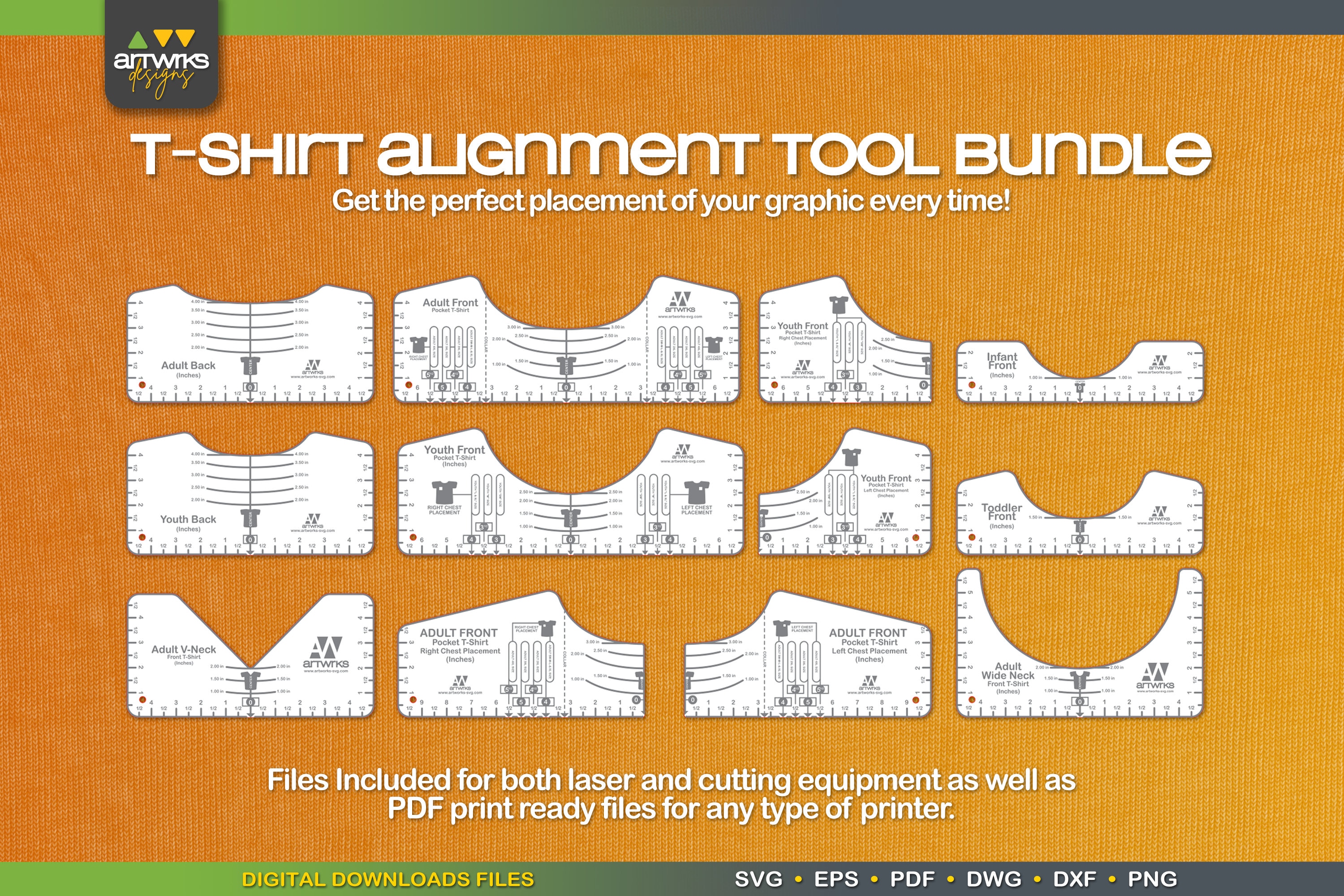 T-shirt Alignment Tool SVG Bundle Vinyl Placement Guide - Etsy