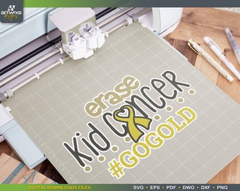 AWARENESS RIBBON SVG | Gold ribbon erase Kids Cancer SvG files for Cricut and Silhouette SvG file Kids SvG by ArtWorks Designs