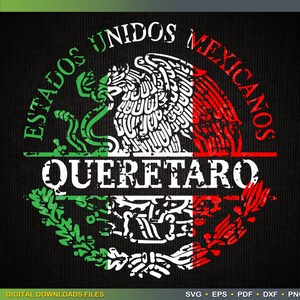 Distressed Escudo nacional Mexican States Split monogram SVG file Queretaro Tricolor Mexican SVG by ArtWorks Designs