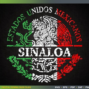 Escudo Nacional Aguila Mexicana Split monogram SVG file Sinaloa Tricolor Distressed Mexican SVG by ArtWorks Designs