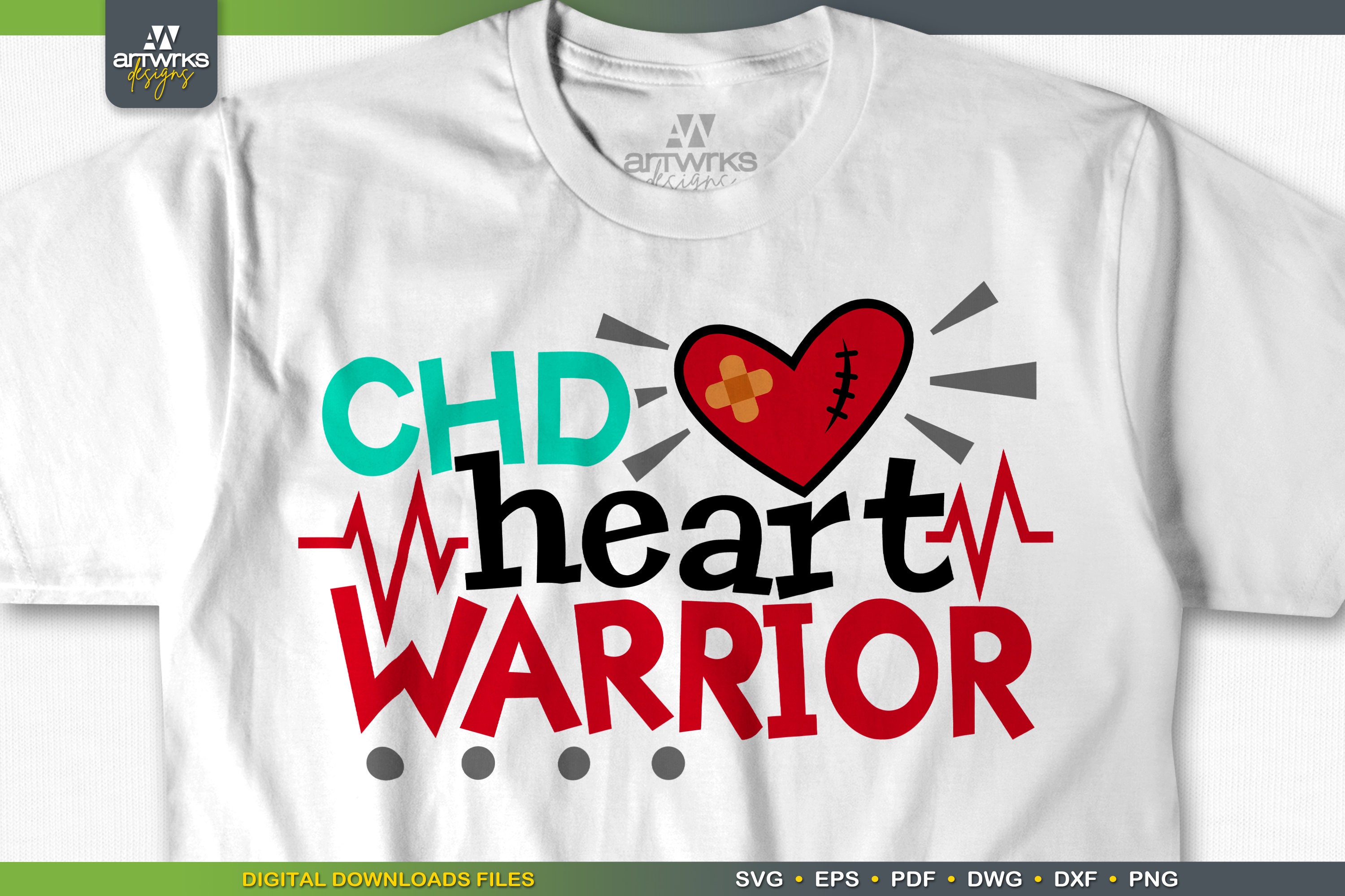 CHD | Awareness SVG Heart Defect Disease digital cut file Heart SvG  for SVG files for Cricut and Silhouette Cameo by ArtWorks Designs