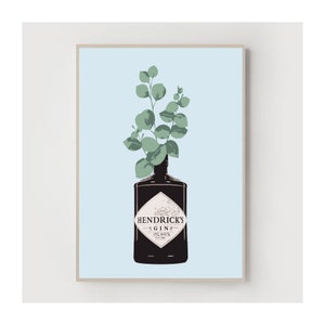 digital download, Gin Print, A4, A3, Art Print, Wall Art, Unique, Illustration, Home Decor, Home Art, Eucalyptus Print, Plant Print,