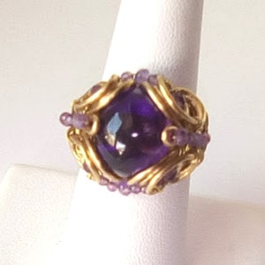 Bronze Amethyst Butterfly ring on wide band
