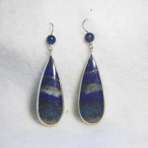 Teardrop Lapis sterling bezel set earrings