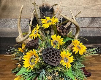 Sunflower Antler Arrangement