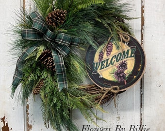 Welcome Winter Pine Wreath