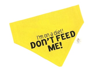 Yellow Don’t Feed Me I’m on A Diet  Slip Collar Dog Bandanna Neckerchief Bandana for Dogs allergy dogs calorie controlled