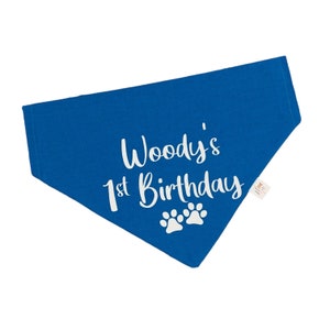 Dog / Cat Personalised Birthday Bandana Name & Age  Neckerchief Bandana for Dogs  slip collar style any  range of colours