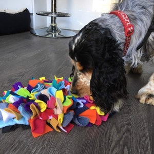 Multi Colour Feast Fleece Enrichment Mat Snuffle Mat for Dogs Cats Hedgehogs Canine Enrichment. Slow feeder. Mental stimulation for dogs image 2