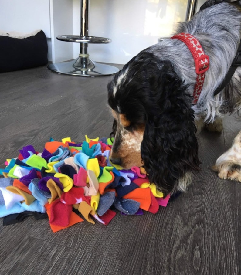 Multi Colour Feast Fleece Enrichment Mat Snuffle Mat for Dogs Cats Hedgehogs Canine Enrichment. Slow feeder. Mental stimulation for dogs image 2