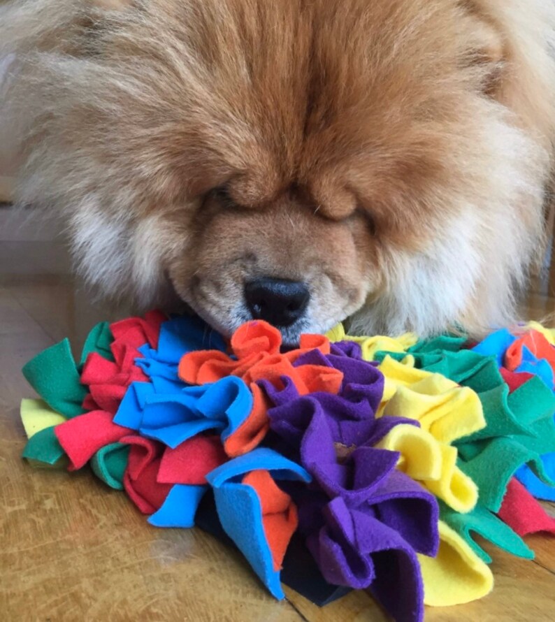 Multi Colour Feast Fleece Enrichment Mat Snuffle Mat for Dogs Cats Hedgehogs Canine Enrichment. Slow feeder. Mental stimulation for dogs image 3