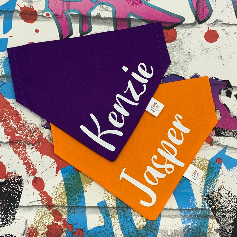 Dog / Cat Personalized Name Bandana Color Block Neckerchief Etsy UK