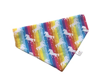 Dog Cat Bandana Rainbow Unicorns Slip collar style , neck scarf , bandanna , new puppy gift , accessory, kitten kitty