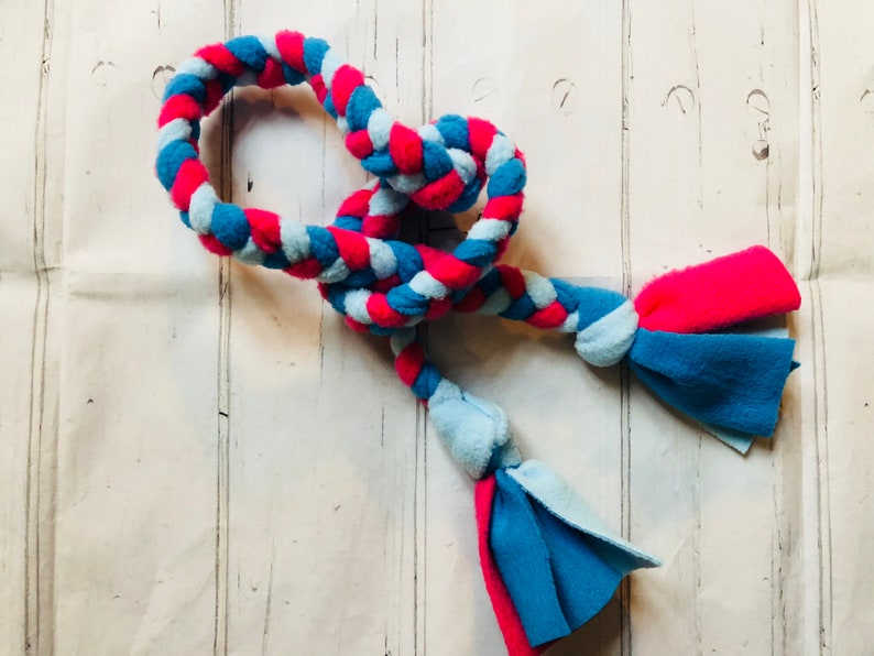 1m Long Platted Fleece Dog Tug Ring Toy dog tug of war puppy Etsy