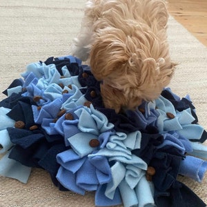 Snuffle Mat All the Blues Feast Fleece Enrichment Mat for Dogs Cats Hedgehogs  Canine Enrichment. Slow feeder.  Mental stimulation dogs pigs