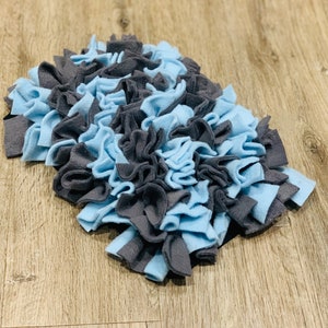 Blue & Grey Feast Fleece Enrichment Mat Snuffle Mat for Dogs Cats Hedgehogs  Canine Enrichment. Slow feeder.  Mental stimulation dogs pigs